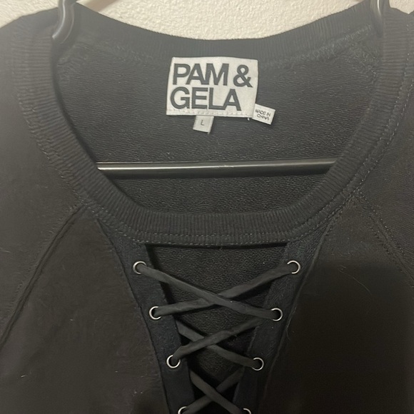 Pam & Gela Choker Lace Up Dress in Black - Picture 3 of 6